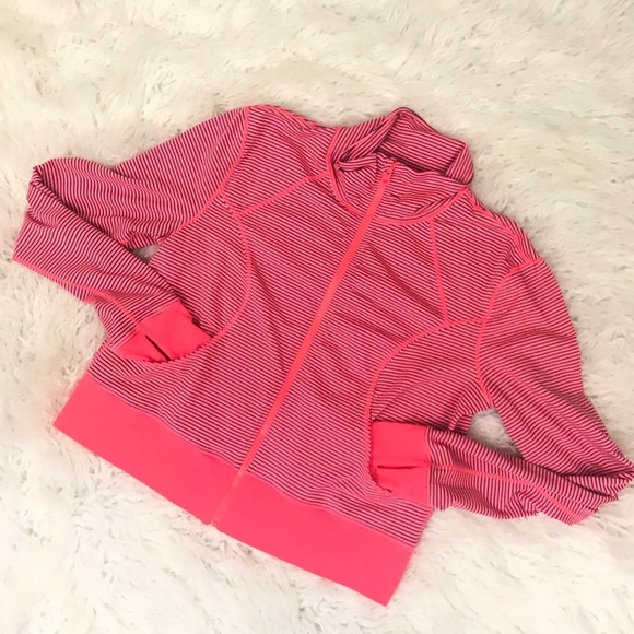 Zella Neon Pink Striped Jacket Size L - Picture 1 of 5